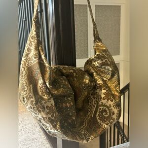 XL Brown Bohemian Hippie Paisley Sling Bag or Hobo Bag
